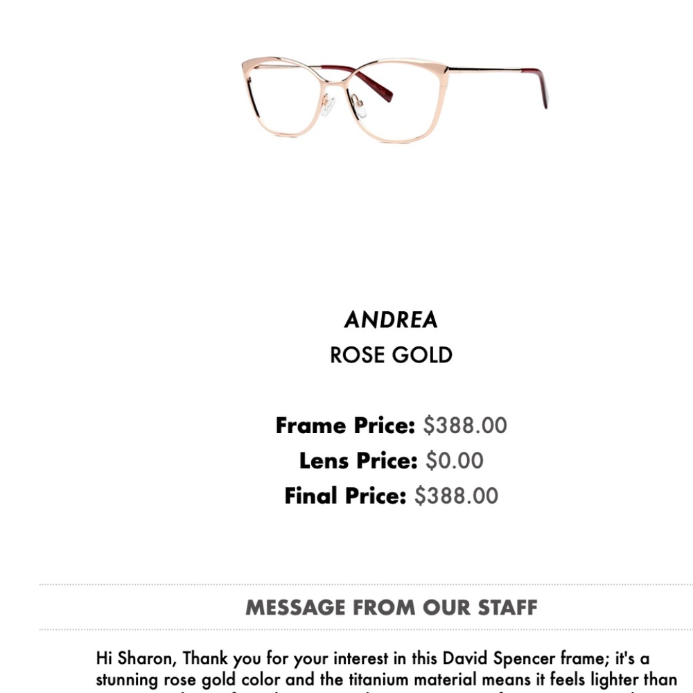 David Spencer Andrea Glasses